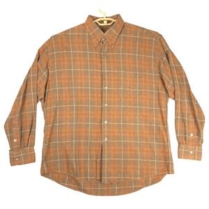 Gitman Bros Plaid Flannel Button‎ Down Shirt Mens XL Orange Grey